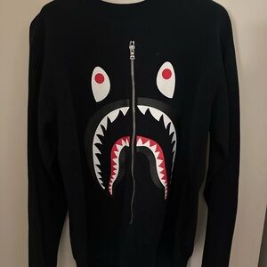Bape Black and Red Zip Up Sweater with Iconic Shark Design